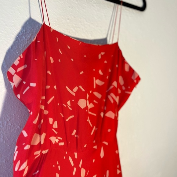 Vintage Trigere Too Red Printed Silk Midi Dress Size 6 Romantic Fairy - Picture 3 of 6